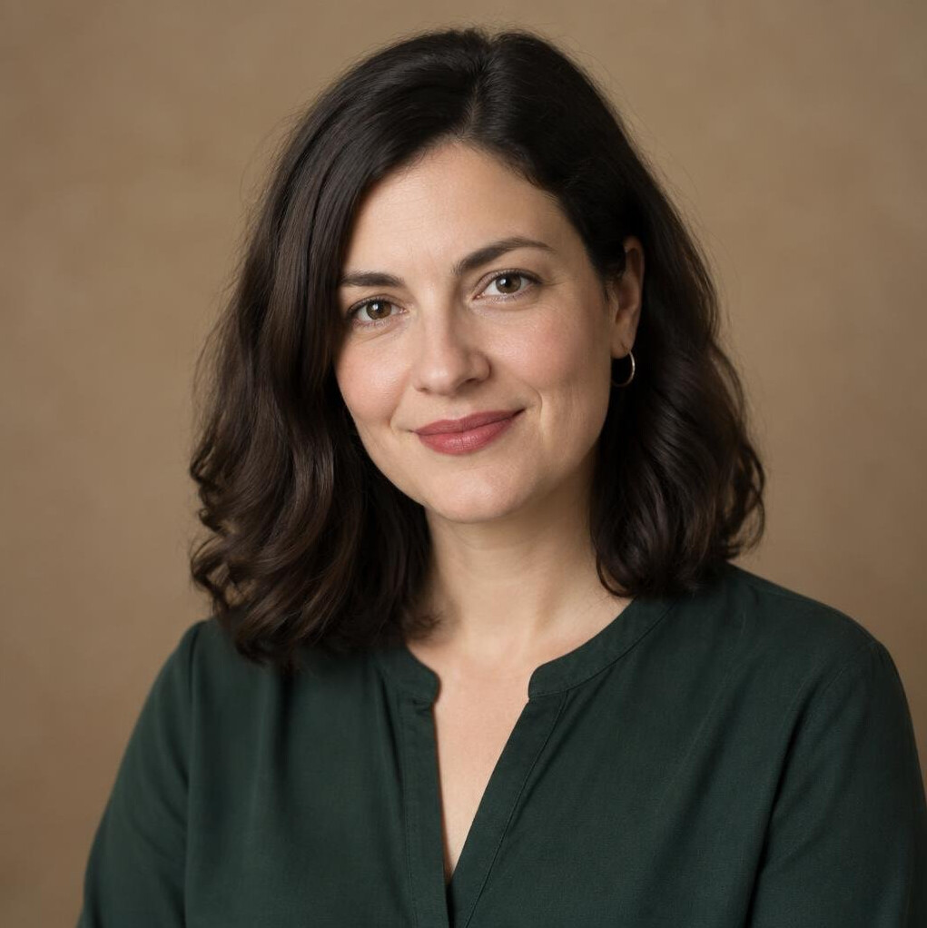 Studio portrait of a Croatian woman literary critic in her thirties